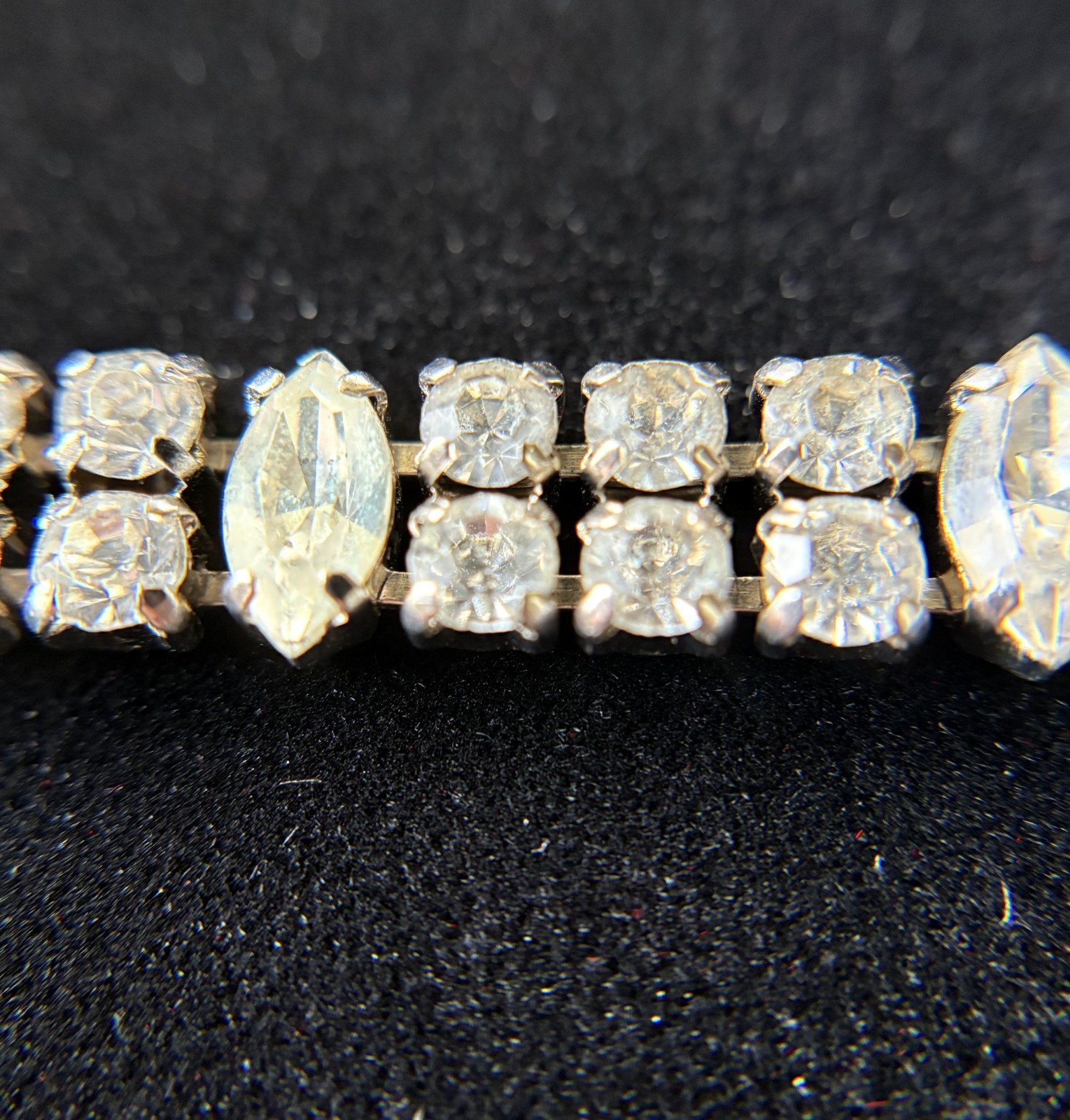 Vintage 1950s Signed “La Rel” Rhinestone Tennis Bracelet 3-Row 7″