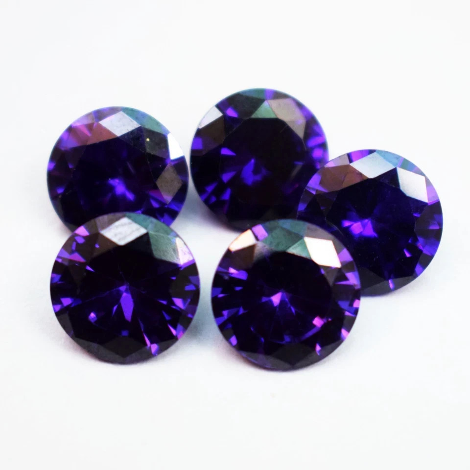 52.00 Carat Flawless Purple Amethyst Round Cut Certified 5 Pcs Gemstone Lot