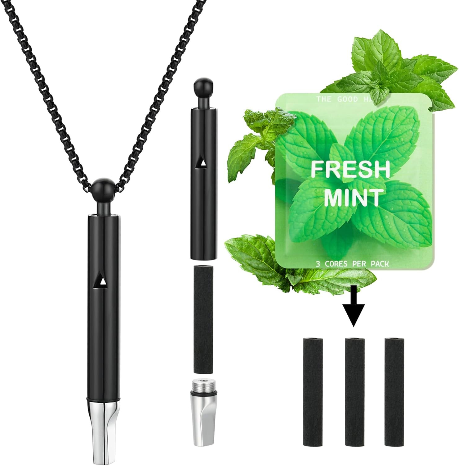 Breathe Free, Breathing Necklace with Adjustable Resistance, Quit Smoking Inhale