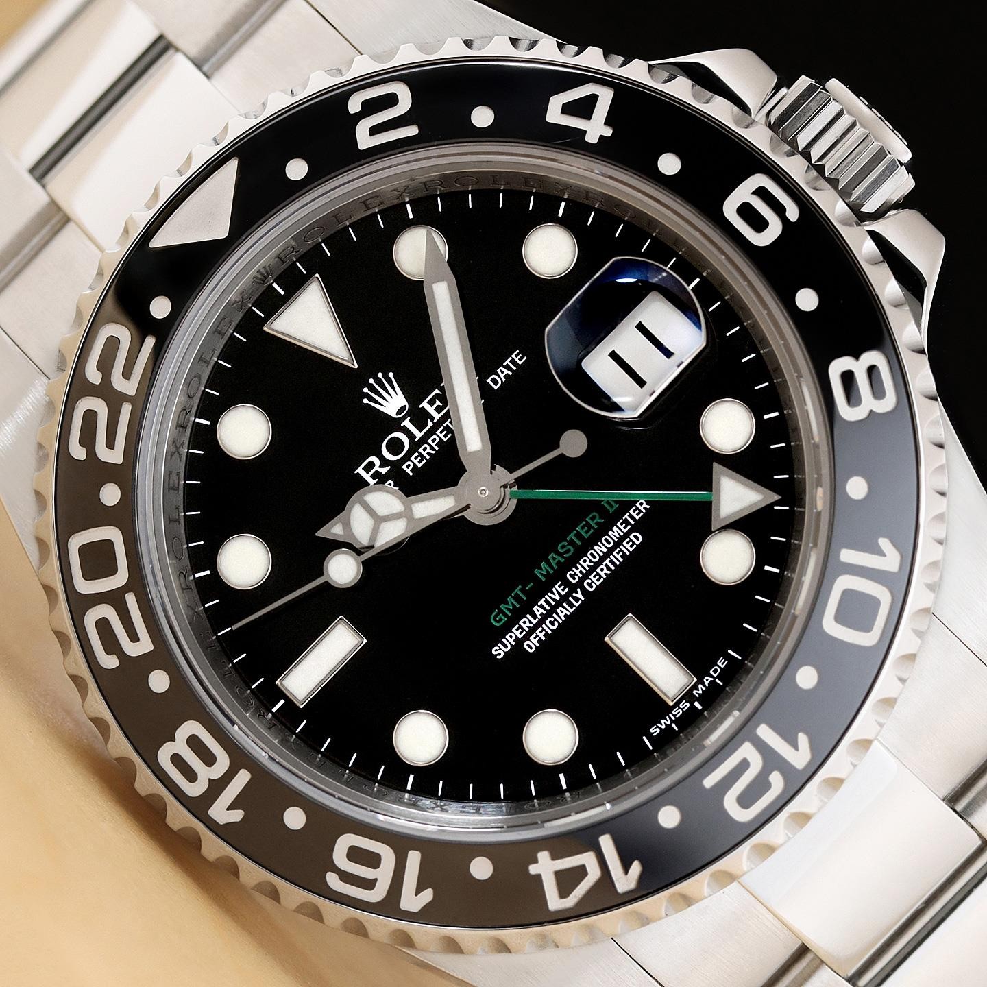 2007 ROLEX GMT MASTER II 116710LN BLACK DIAL STAINLESS STEEL CERAMIC WATCH