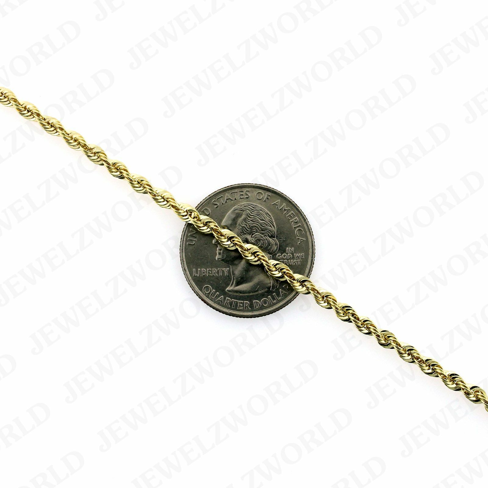 Real 10K Yellow Gold Necklace Gold Rope Chain 2.5mm 16″ 18″ 20″ 22″ 24″ 26″ 30″