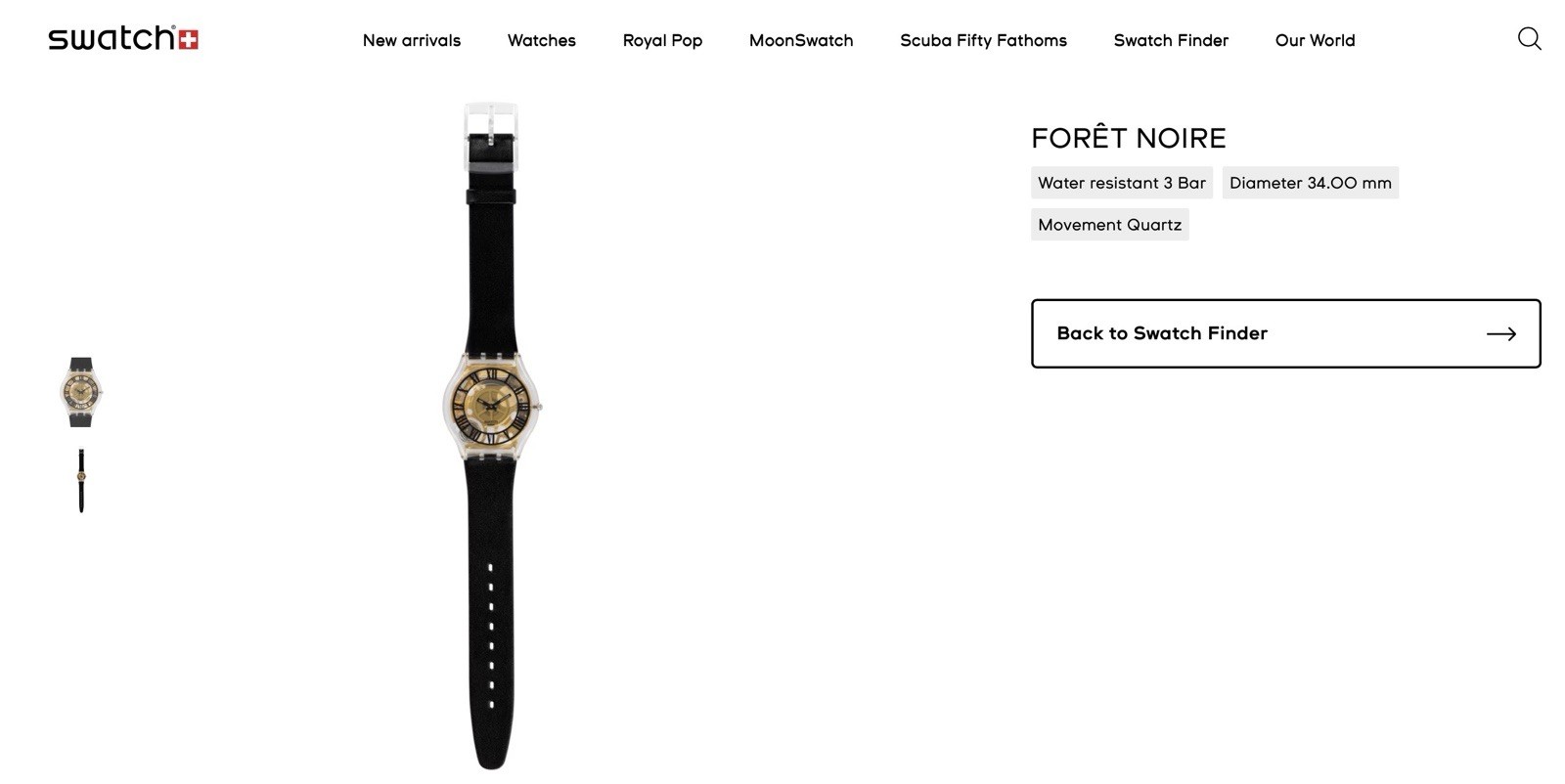 Skin – Ultra Thin – FORET NOIRE – SFK392 – Gold Gears / Roman Numerals – 34mm