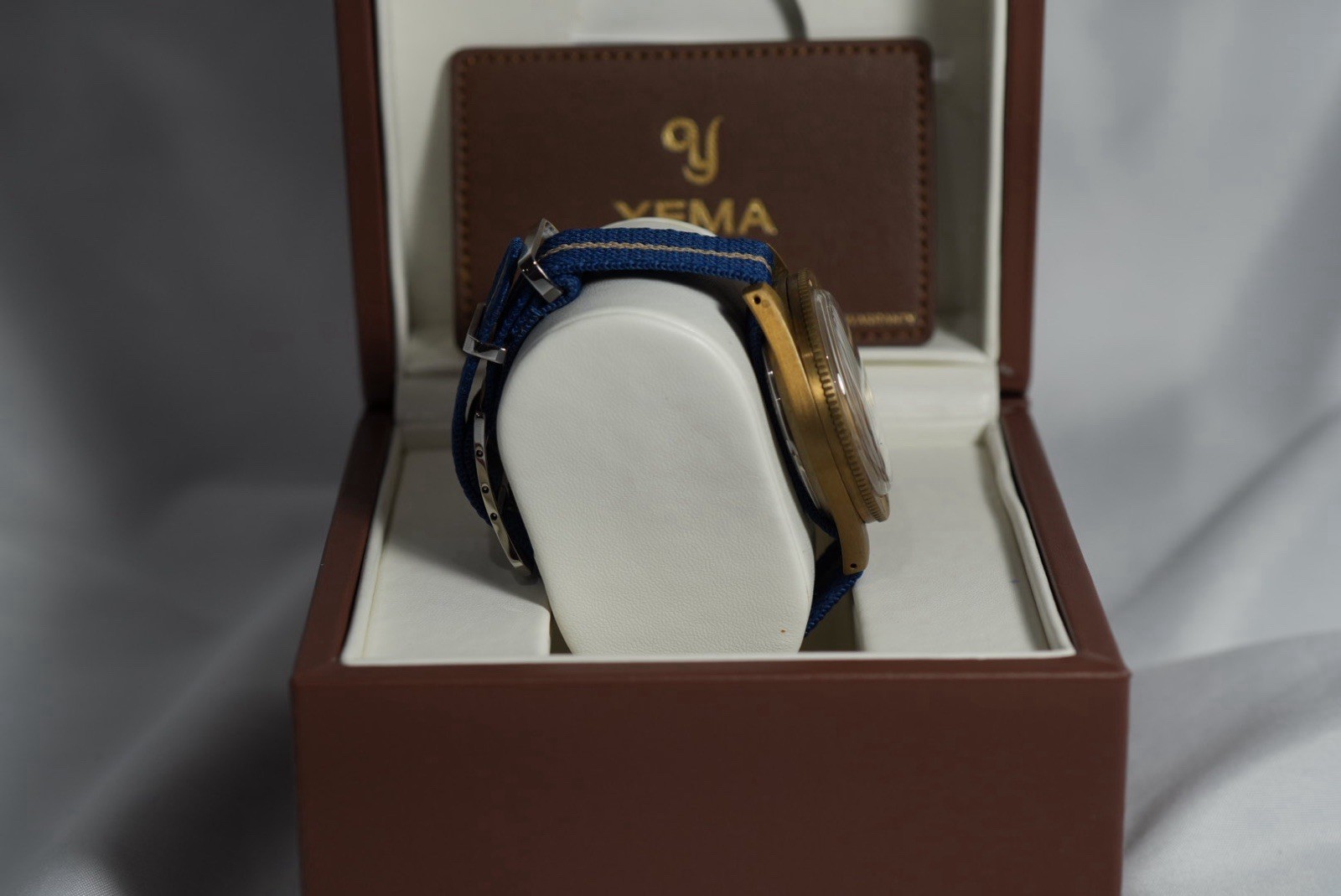 YEMA Superman Bronze Automatic 39mm Blue Dial Diver Date Blue Strap 300m
