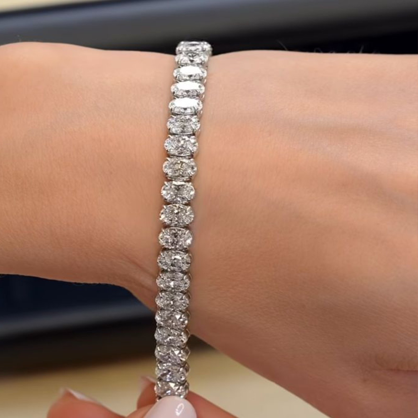 30 Ct Certified White Diamond Tennis Bracelet, 7.5 Inches 14k White Gold plated
