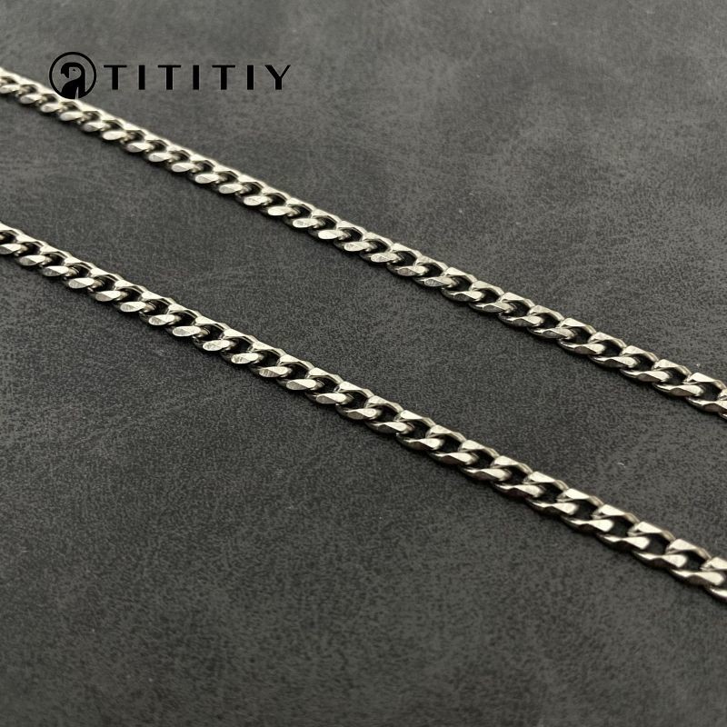Pure Titanium Necklace Grinding Six Sides Wide4.1mm Anti Allergic Clavicle Chain