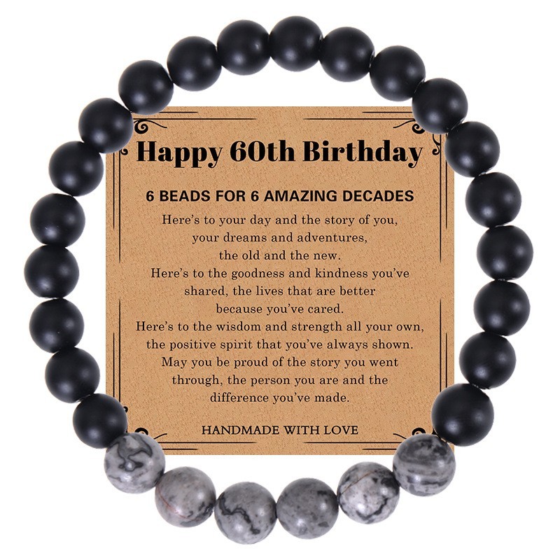 Milestone Birthday Bead Bracelet Gift for Him -21st 30th 40th 50th 60th 70th Men