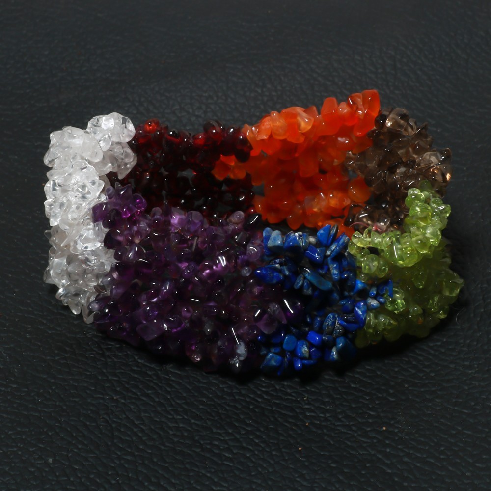 Choose Any Gemstone Multi Strand Chip Stretchable Bracelet Crystal Jewelry Gift