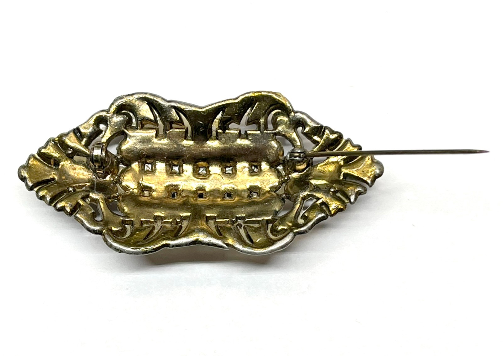 Antique VTG 1930s Art Deco Czech Bohemian Glass Pomegranate Red Cabochon Brooch