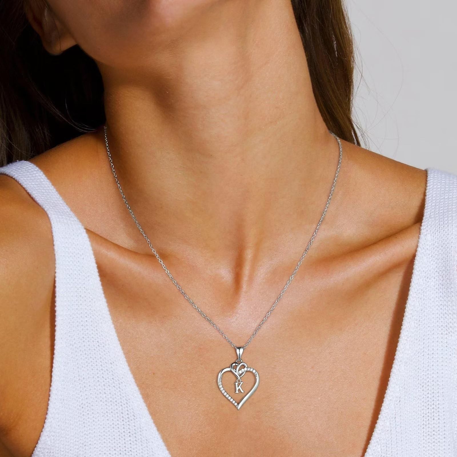 Personalized Heart Initial Necklace, 14K Gold-Plated A-Z Jewelry Gift for Women