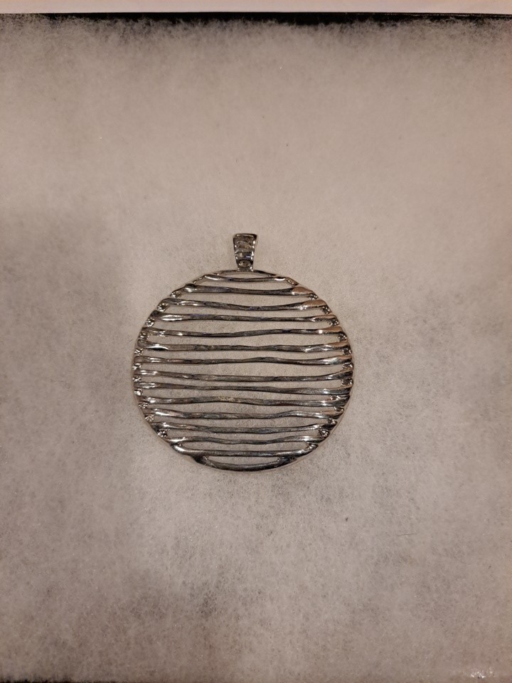 Silver Toned Metal Wavy Lines Pendant Only 2.75″