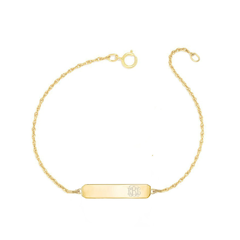 Personalized Any Engraving 1″ Bar Link Bracelet in Yellow Gold Plated Silver