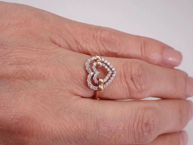 1.60Ctw Round Cut Real Moissanite Heart Engagement Ring 14K Two Tone Gold Plated