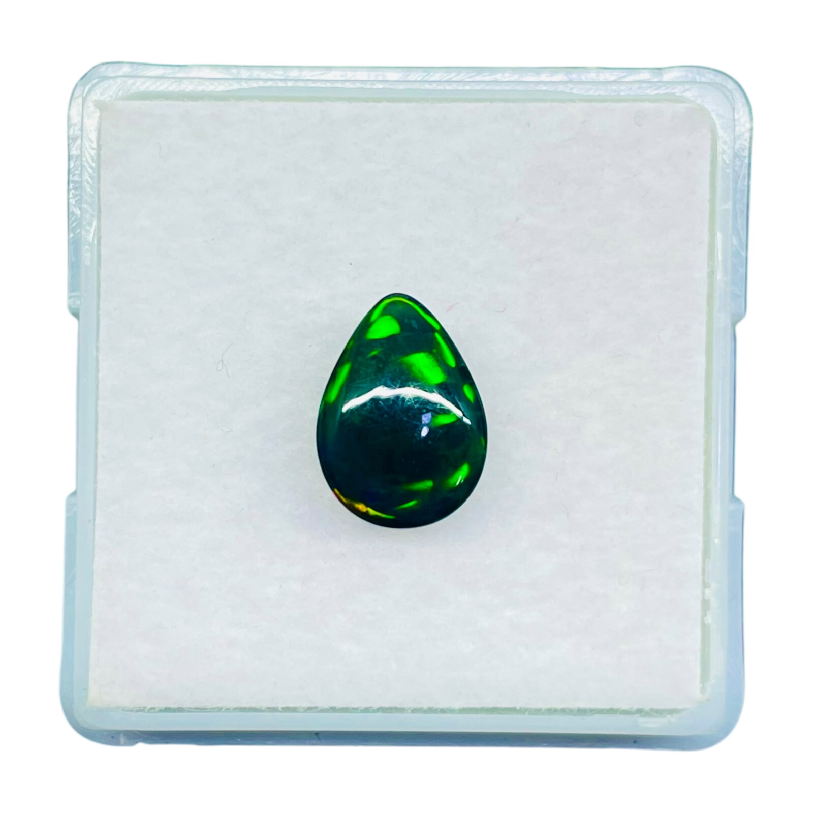 1.08 Ct Natural Ethiopian Black Opal 9.5x7mm Pear Multi Fire Cabochon Gemstone