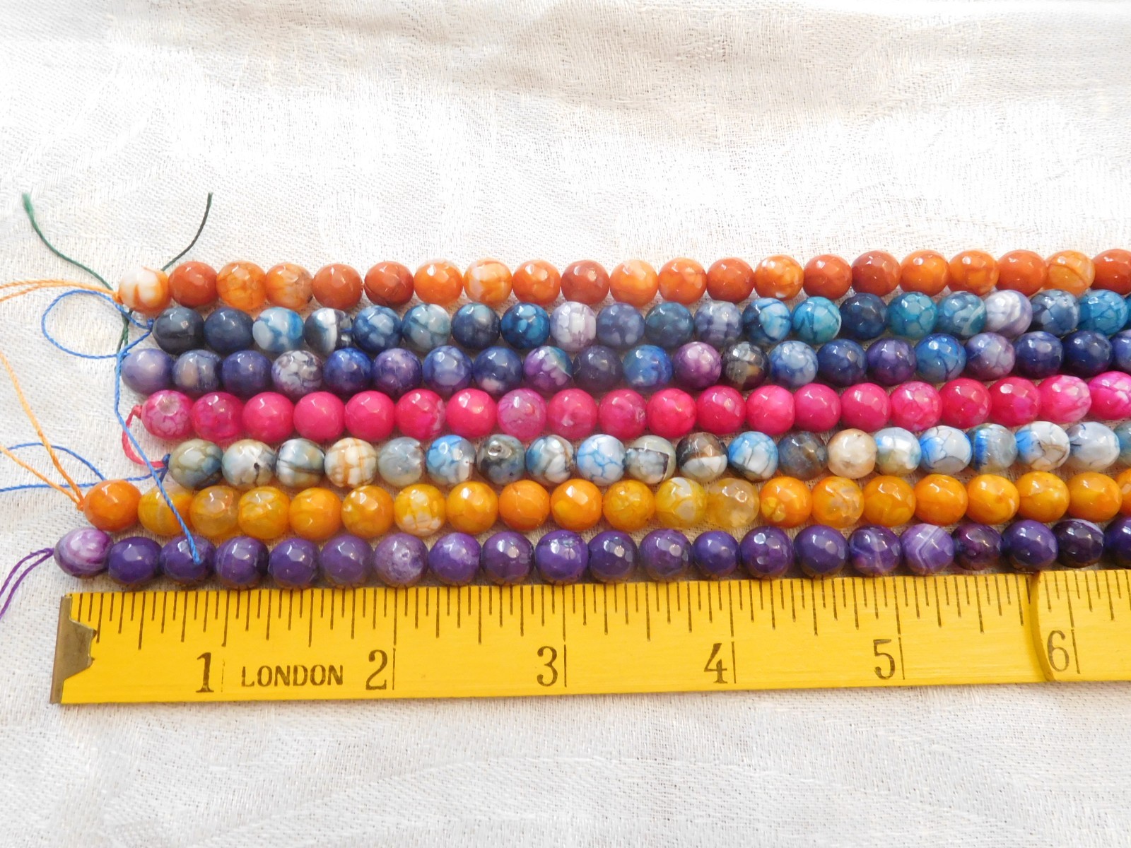 Chalcedony 8 MM Round Bead 7 Strand Approx 9 FT 350 Pc SET Assorted Color JTV