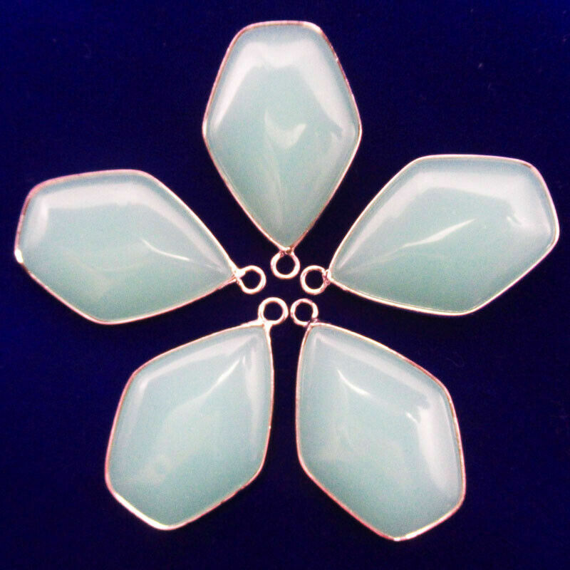 New! 5pcs 37x24x7mm Wrapped Amazonite Gem Freeform Pendant BONUS FREE GIFT!