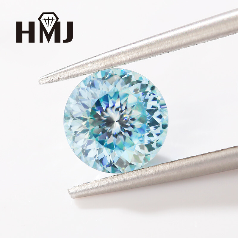 Portuguese Cut Round Moissanite Green Blue Color VVS1 GRA Handmade Loose Gems