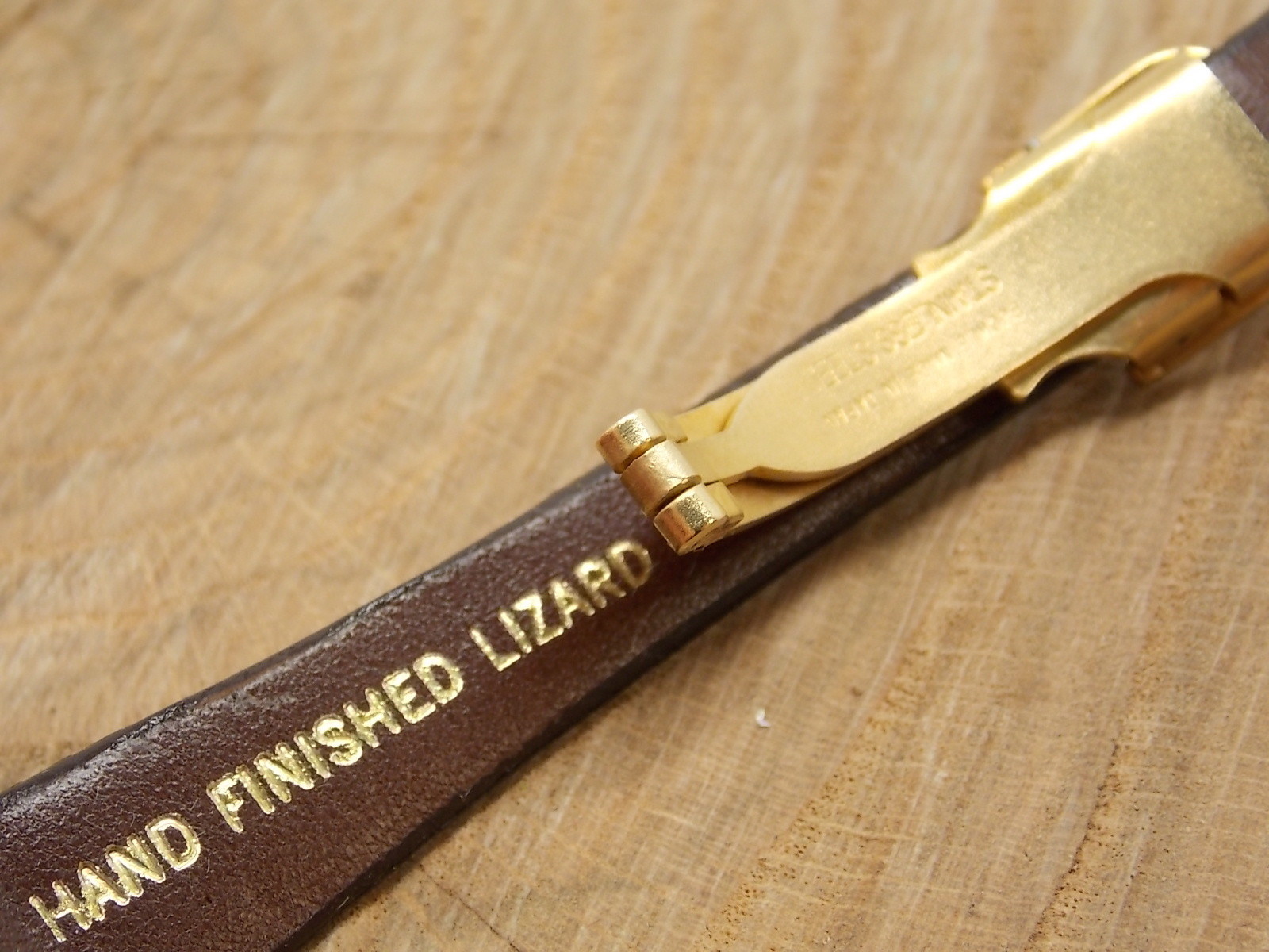 Vintage Hand Finished Genuine Lizard JB Champion watch band with fold over clasp
