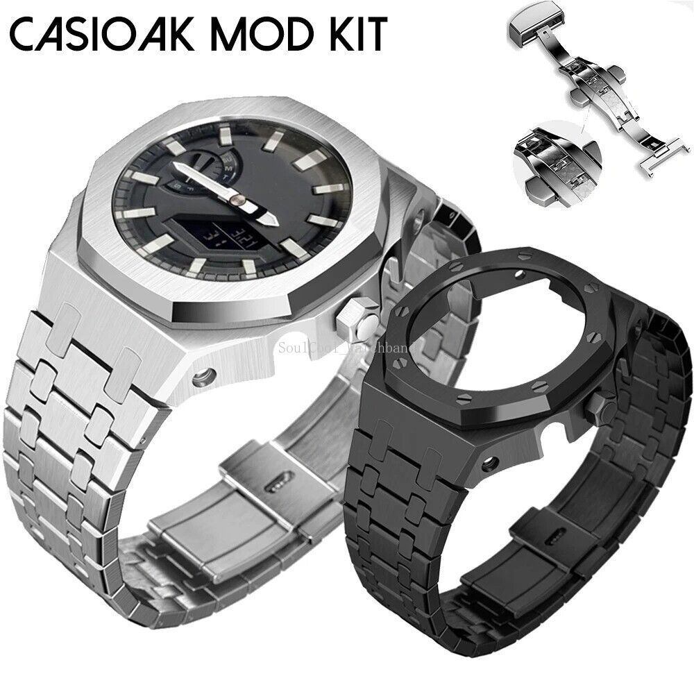 Gen 5th Metal Watch Bezel Case Mod Kit With Rubber Band For Casioak GA 2100/2110