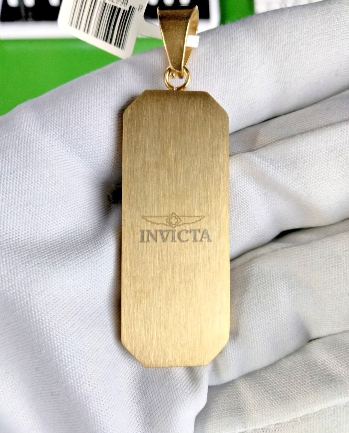 Invicta Elements Modern Men Gold Tone SS Pendant + Chain In Black Jewelry Pouch