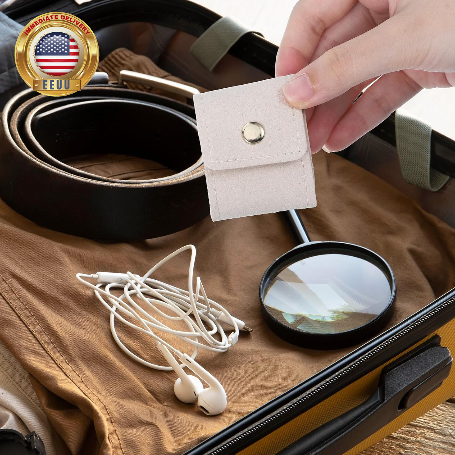 3Pcs Mini Travel Jewelry Bag, Jewelry Roll Bag with Buckle Earrings Storage Box