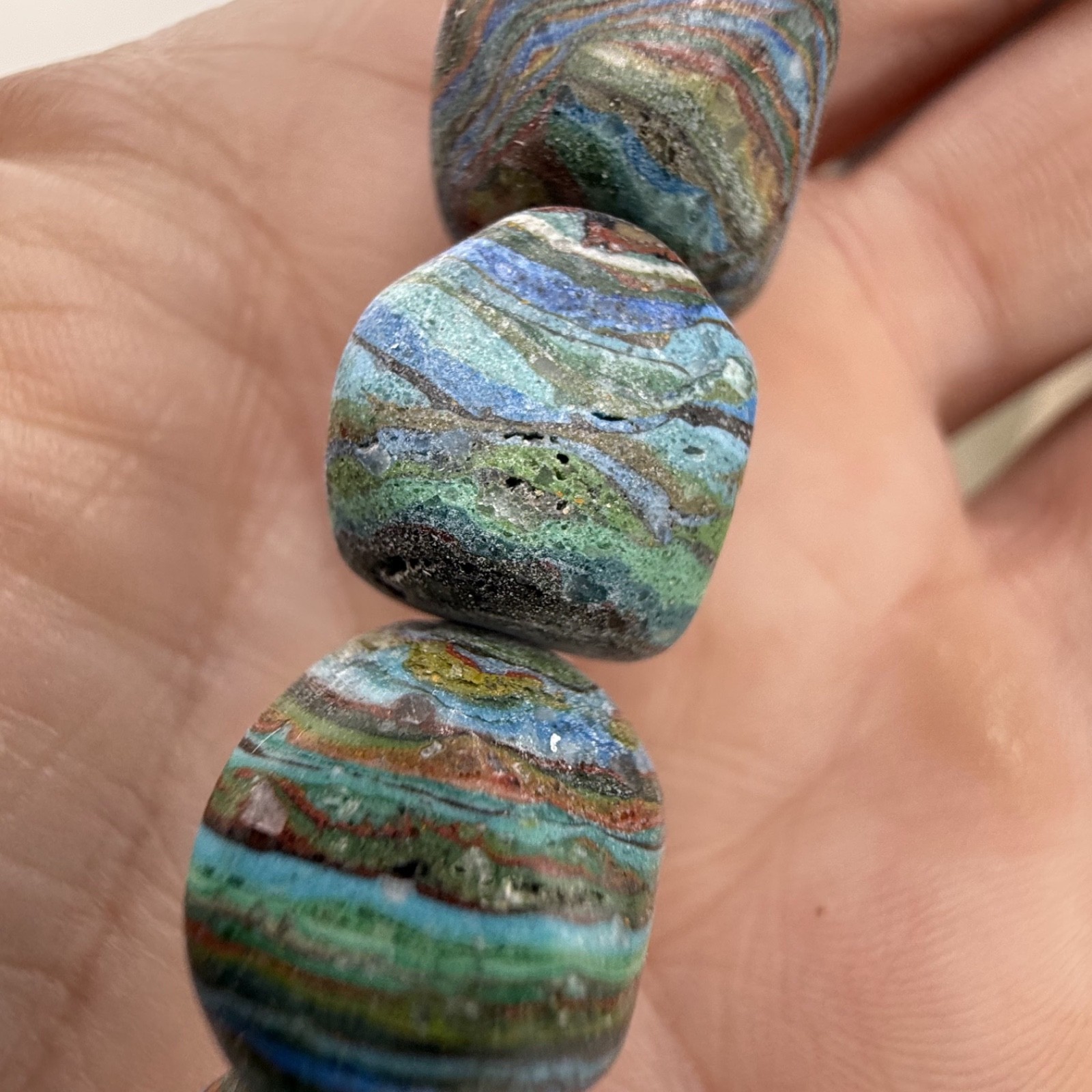 Jay King DTR Rainbow Calsilca Necklace Beaded Rainbow Stone 18″