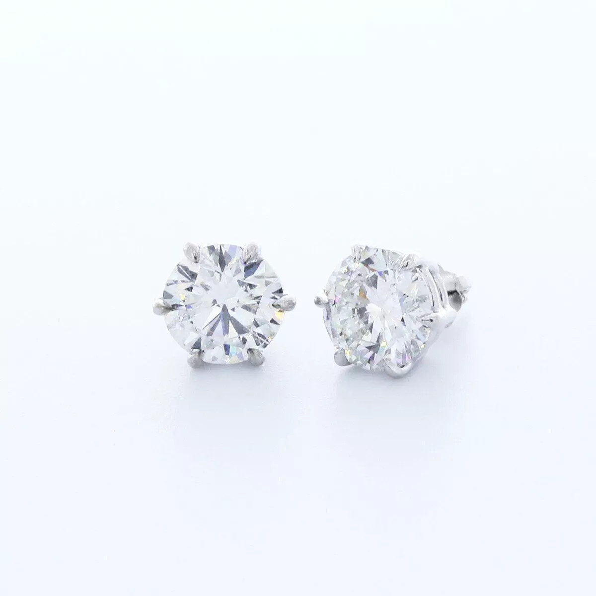 Stud Earrings Solid 14K White Gold Classic 3.01 CT Round Natural Diamond F VS2