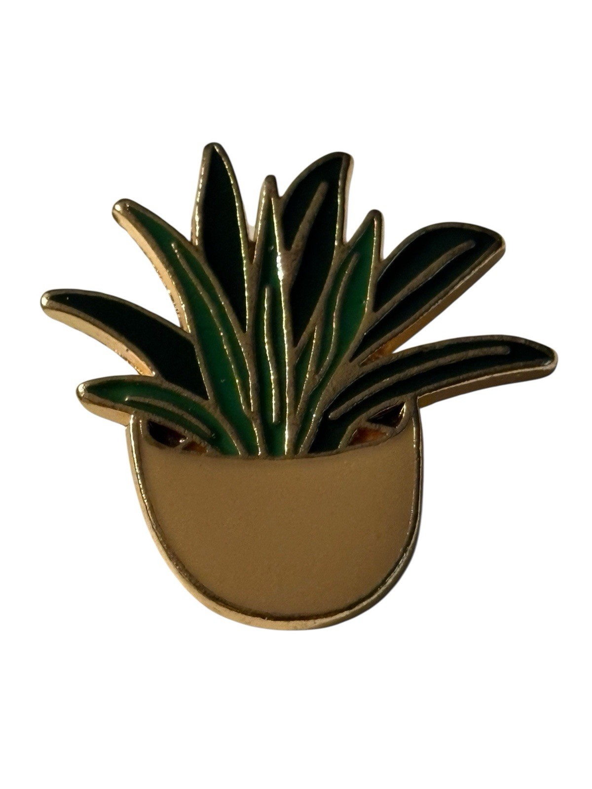 Aloe Plant Pin Pinback Brooch Gardening Nature 1” in Pot Gold Tone Horticultural