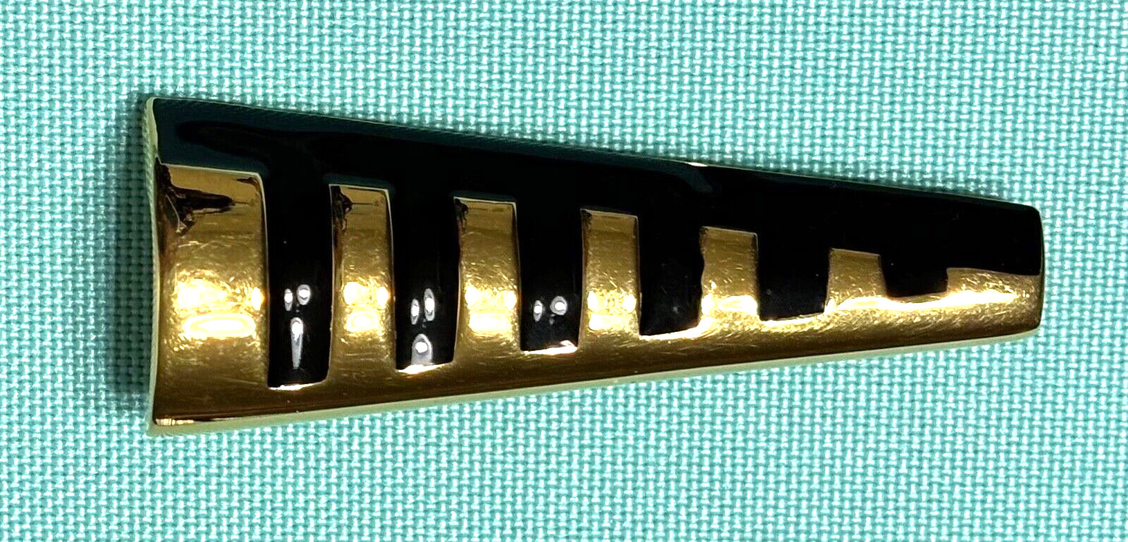 Monet Vintage Pin Brooch Black Enamel Gold Tone Modernistic 2.5 X 0.75 Inches
