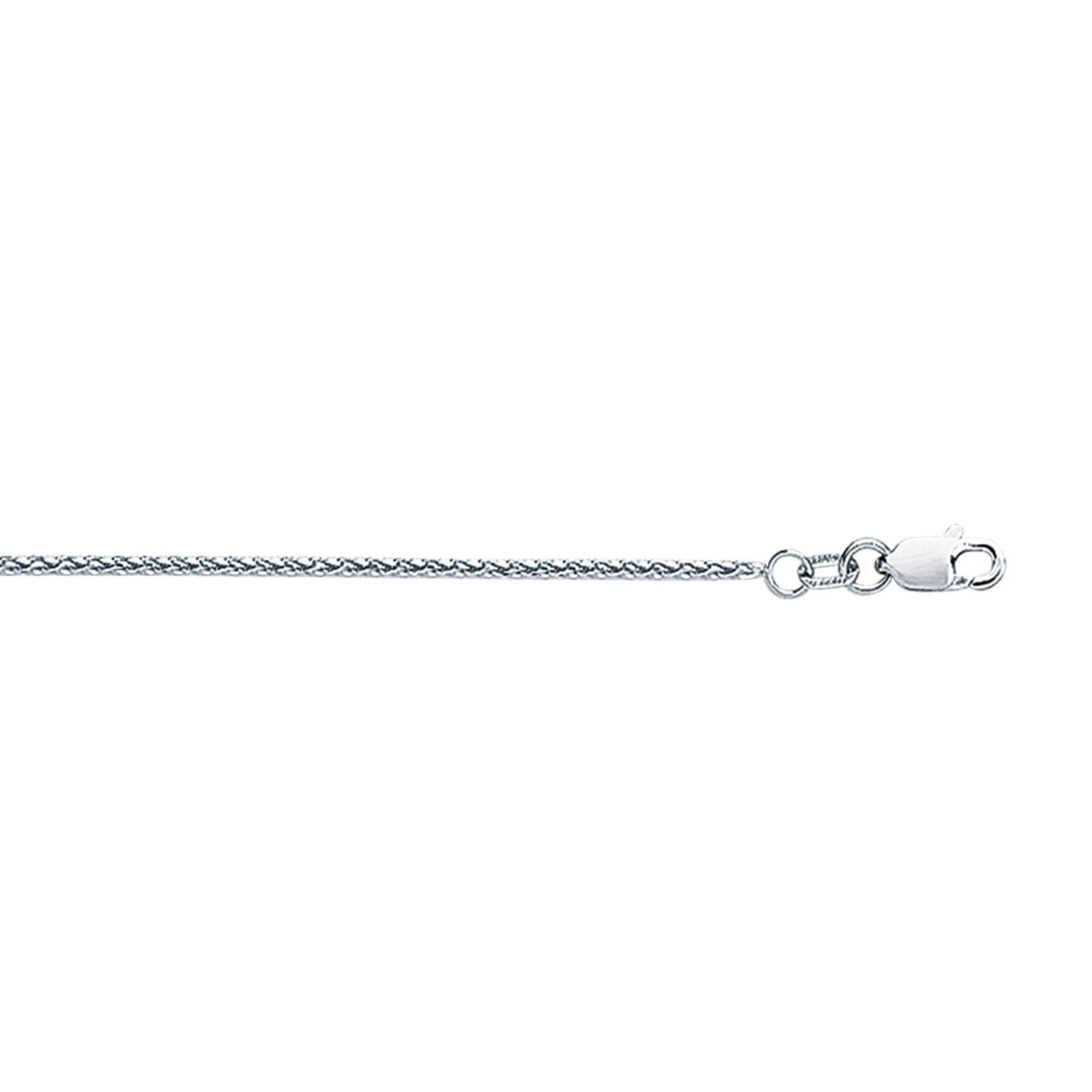 18k White Gold 16″ Basket Rope Round Wheat Link Chain Necklace 1.4 mm 3.3 grams