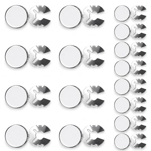 16PCS Brass Round Cuff button cover, DIY Freedom Button 0.47in/0.06in Silver