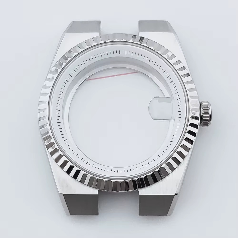 40Mm Silver Watch Case Sterile Sapphire Glass Fit NH34 NH35 NH36 NH38 NH72 ETA 2