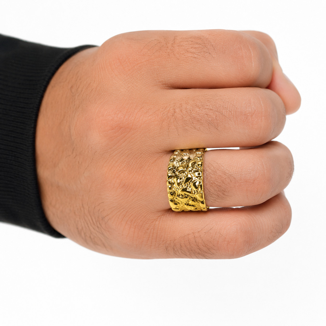 Italian 1/200 14k Yellow Gold Oro Nugget Ring Anillo Men Women