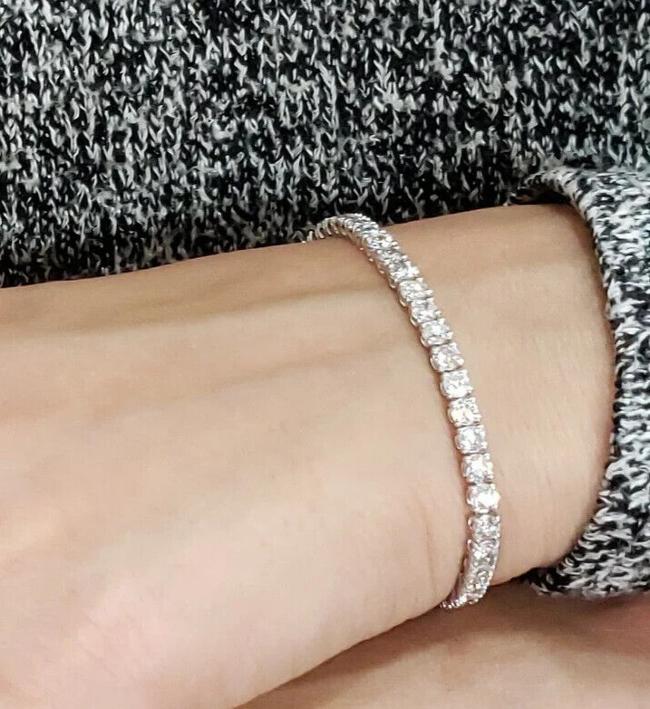 Beautiful Women’s Tennis Bracelet 5.50Ct REAL Lab Grown Diamond 14K White Gold