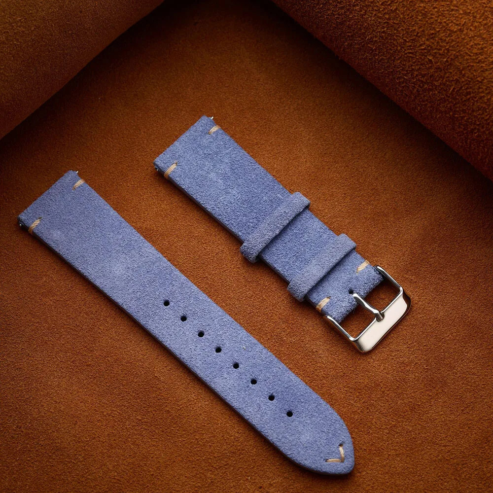 Vintage Matte Velvet Genuine Leather Strap 14 16 18mm 20mm 22mm Watch Band Belt