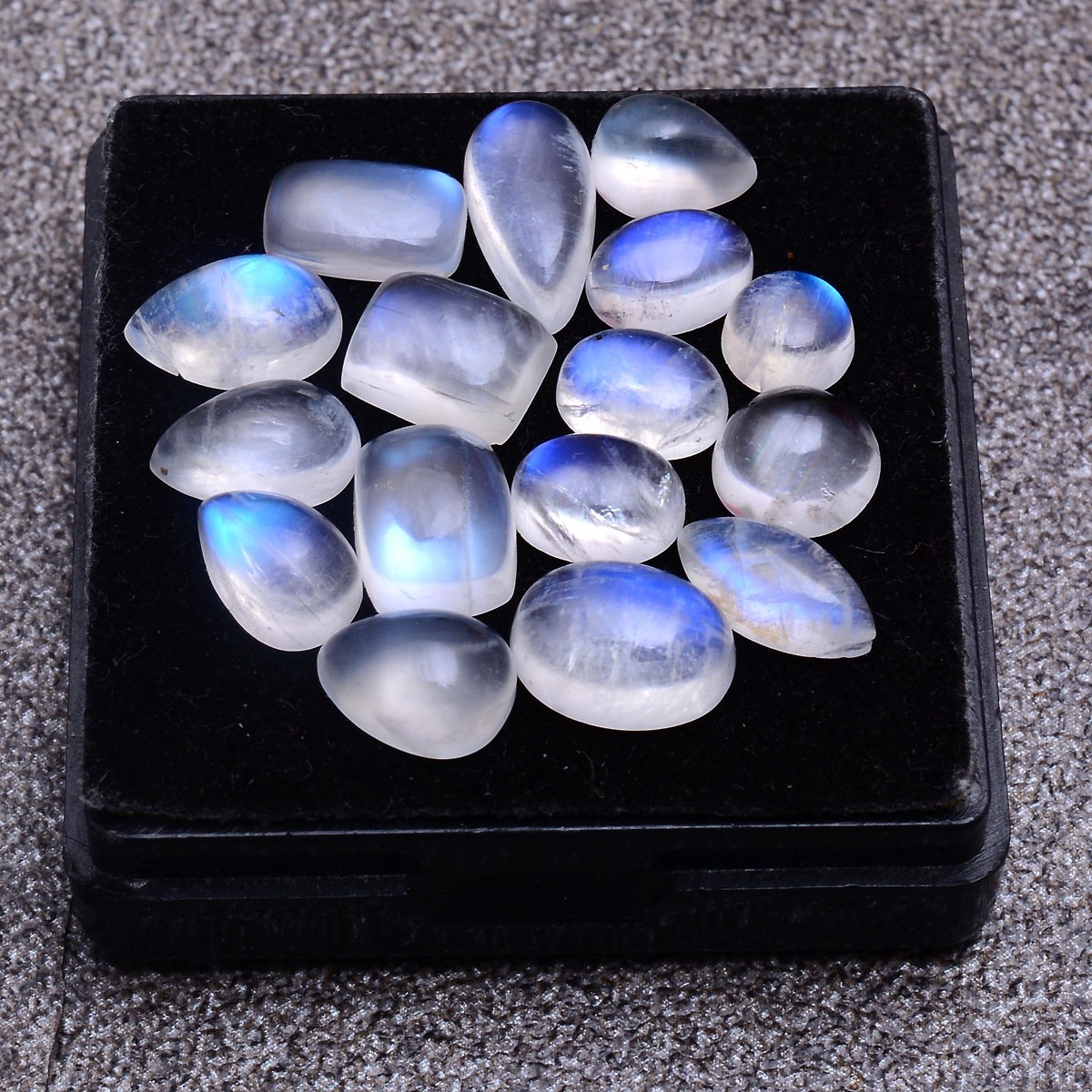16 Pcs Natural Moonstone Blue Shine 6mm-12mm Smooth Mix Cabochon Loose Gemstones