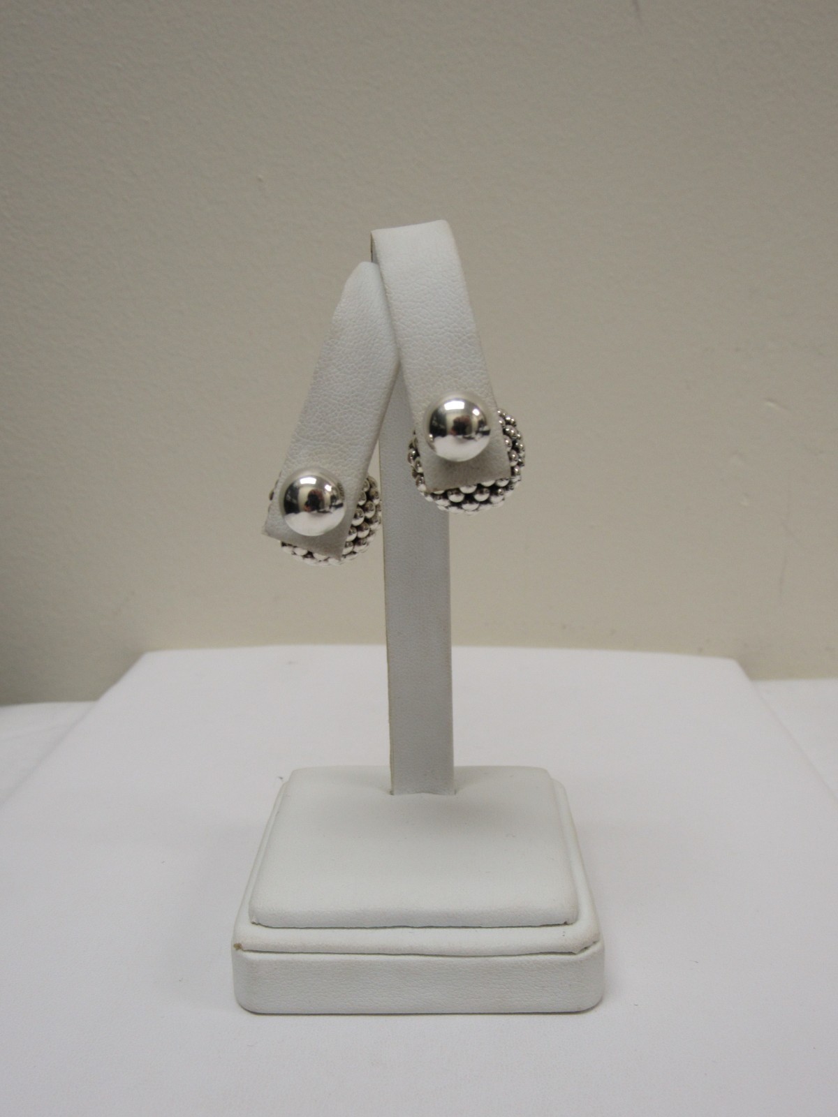 Designer LAGOS Sterling Silver Signature Caviar Double Ball Stud Earrings