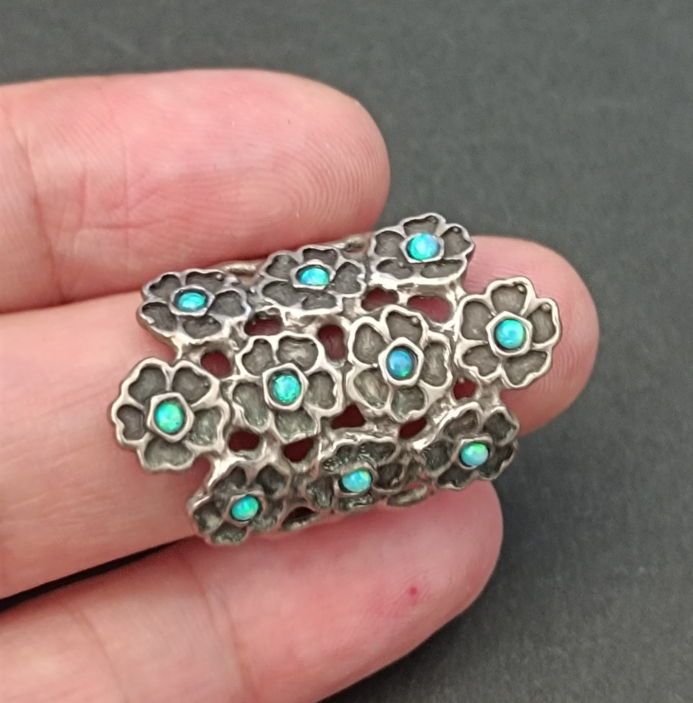 Vintage Sterling Silver Full Finger Ring Bold Modernist Sculptural Statement 925