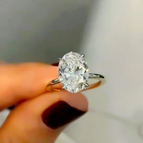 2.00 Ct Oval Cut Natural Diamond Wedding Ring 14K Solid White Gold Size 6 7 8 9