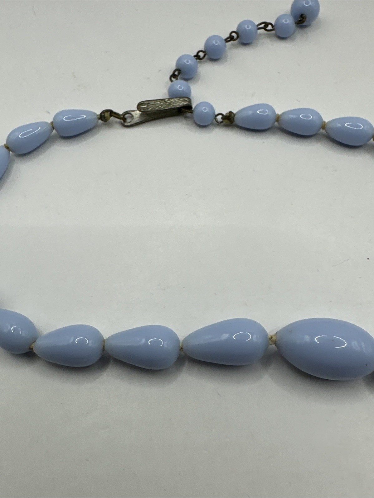Beautiful Deco Periwinkle Light Blue Glass Bead Choker Necklace 13-15” Japan