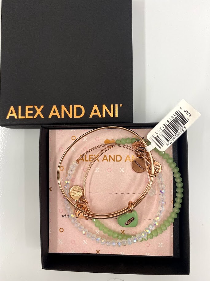 Alex and Ani SET OF 3 Sweet Set Shiny Rose Bangles New W/ Tag Card & Box