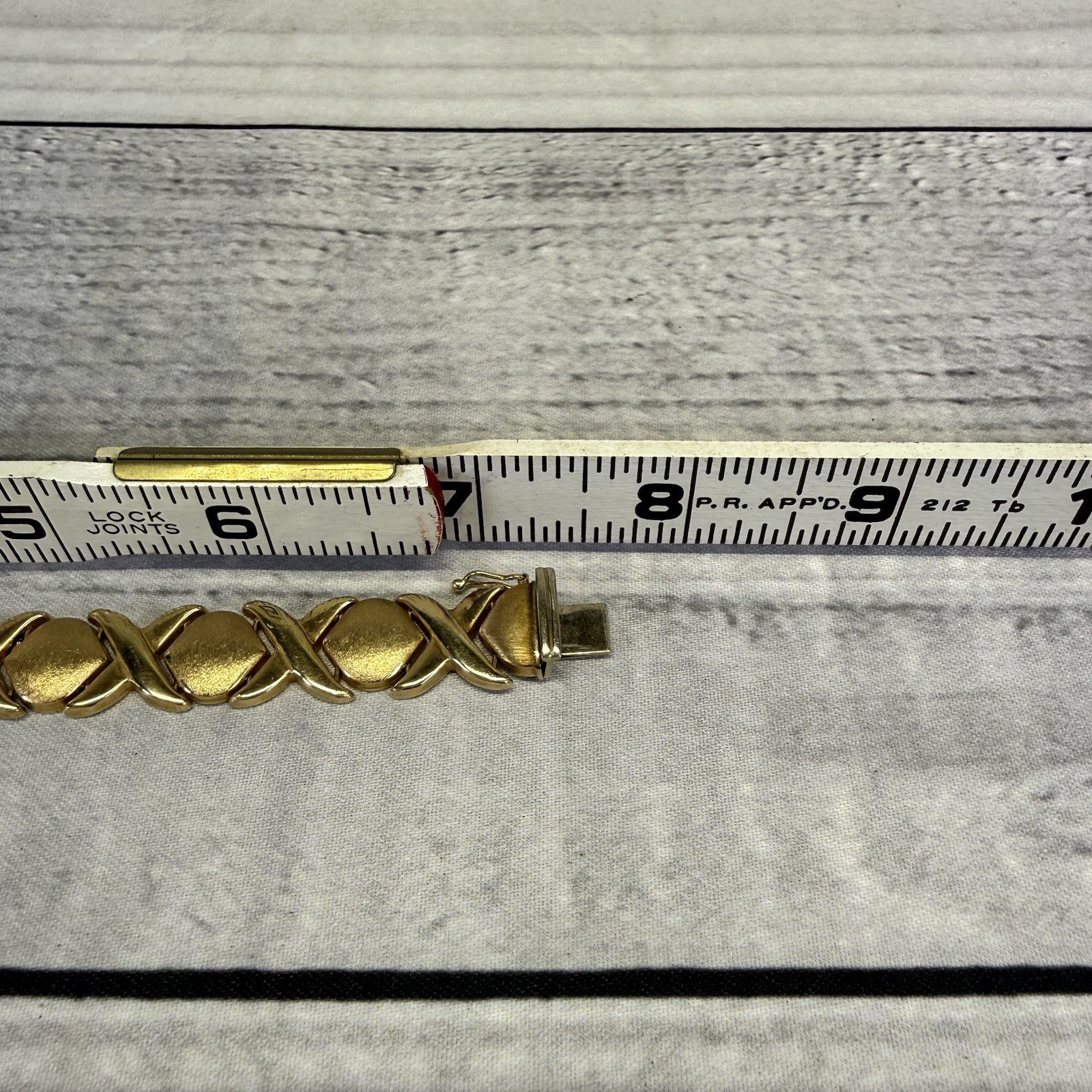 14k Yellow Gold XOXO Hugs & Kisses 7.5” Bracelet VTG 585 Stamped Maker Mark