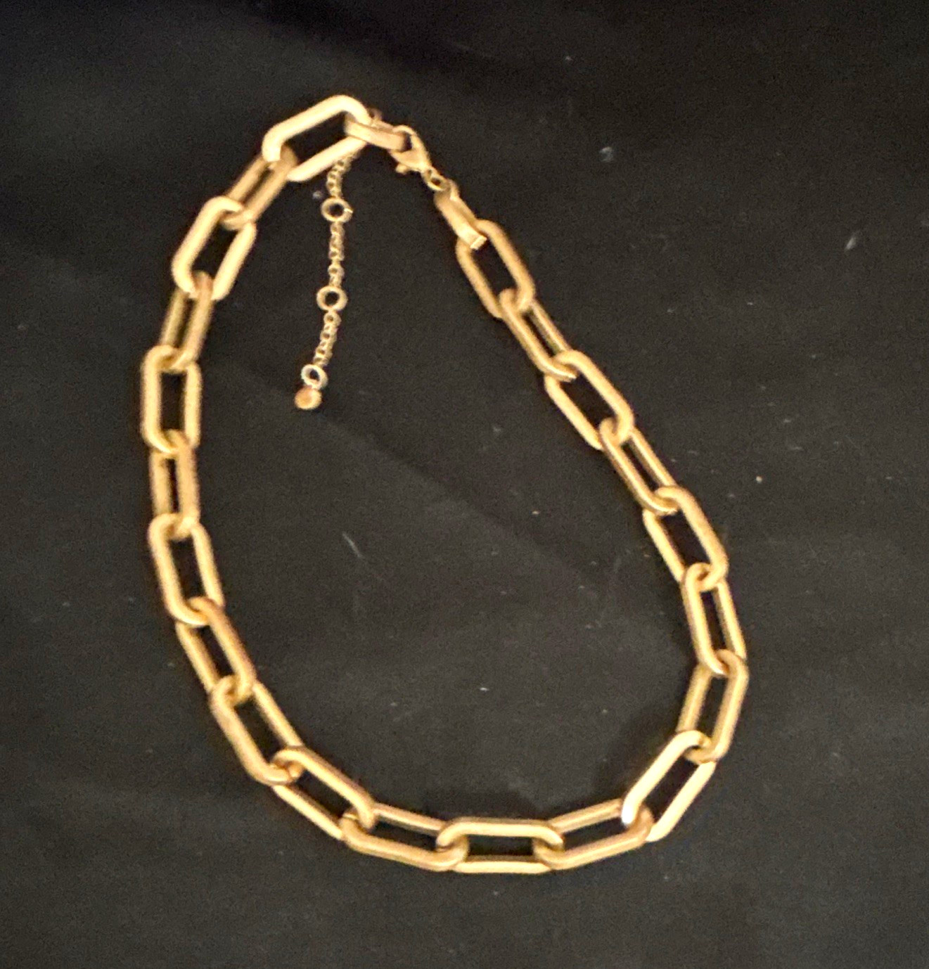 Gold Tone Paperclip Link Chain Necklace Adjustable Extender Lobster Clasp