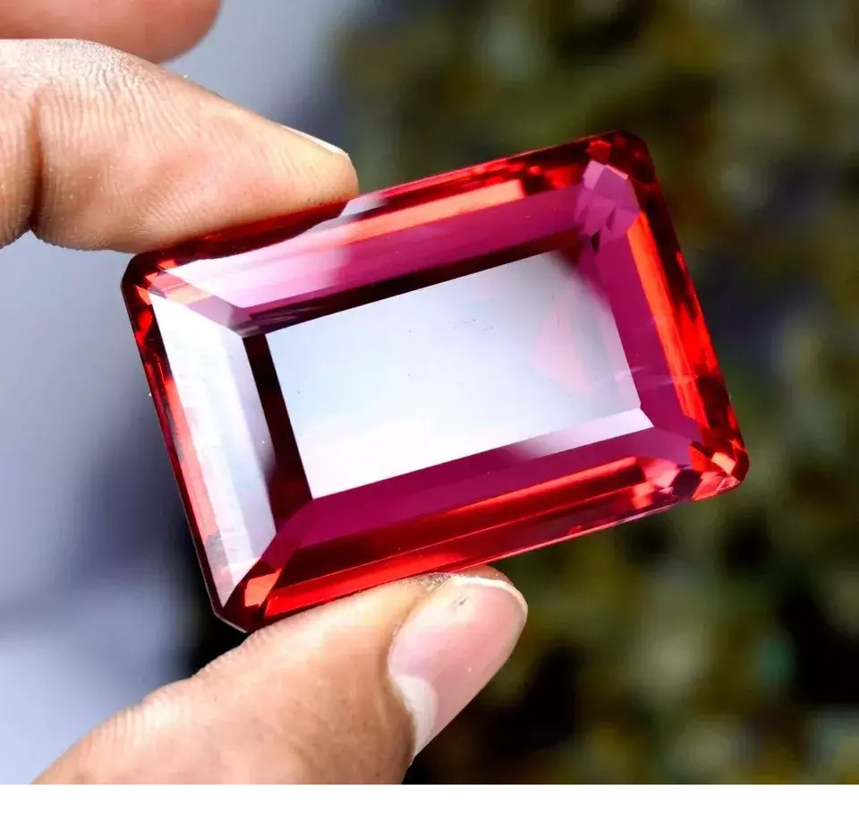 Brazilian Natural Topaz Red Color 197 Ct Emerald Cut Certified Loose Gemstone