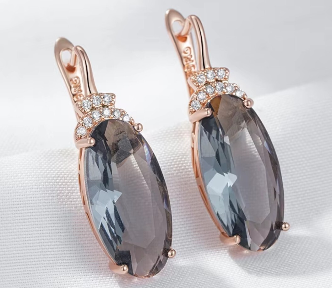 Stud earrings 2 pieces gold drop earrings rose gold 585 gold-plated jewelry blue 92