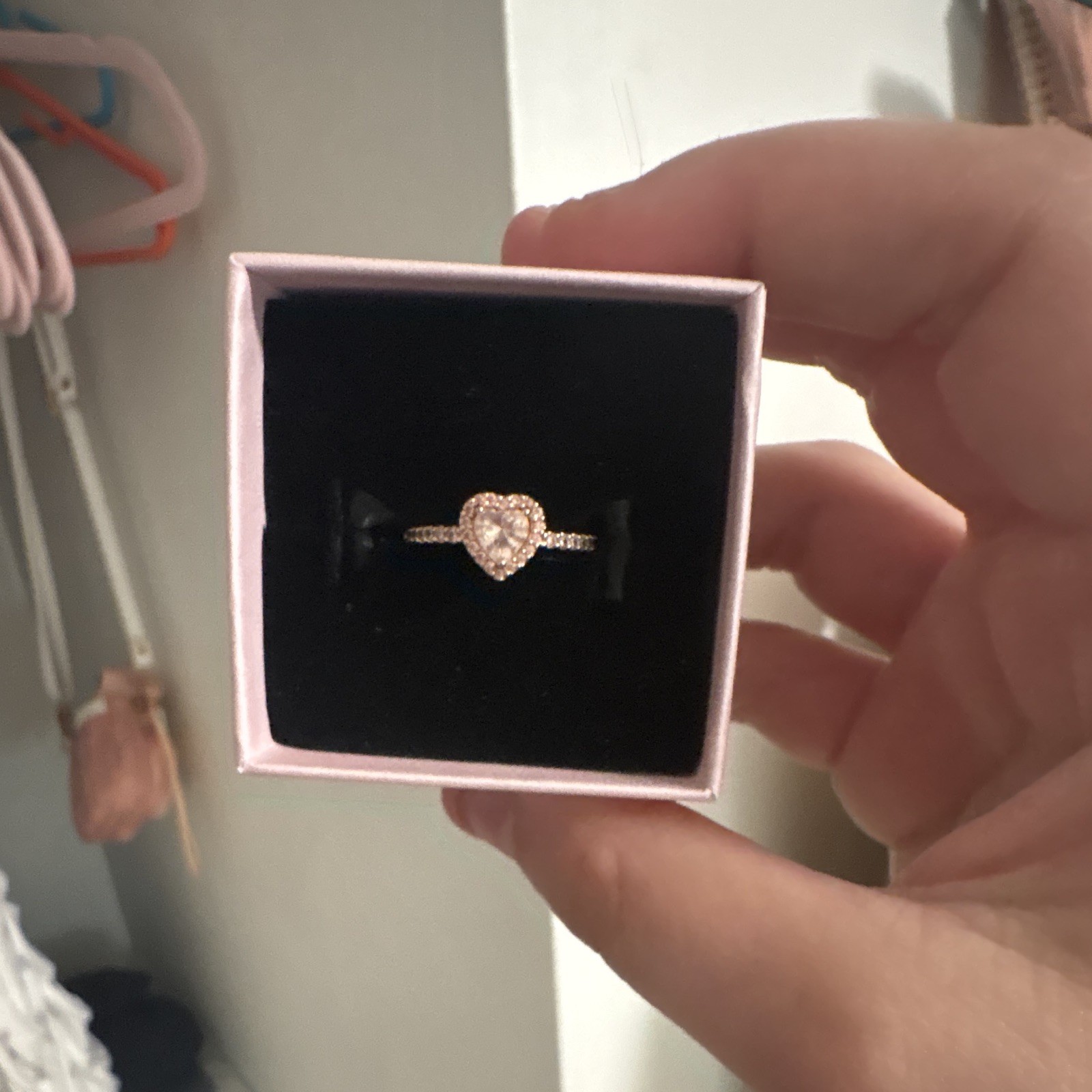 PANDORA Heart Halo Band Ring Size 7 Rose Gold Plated Love Theme