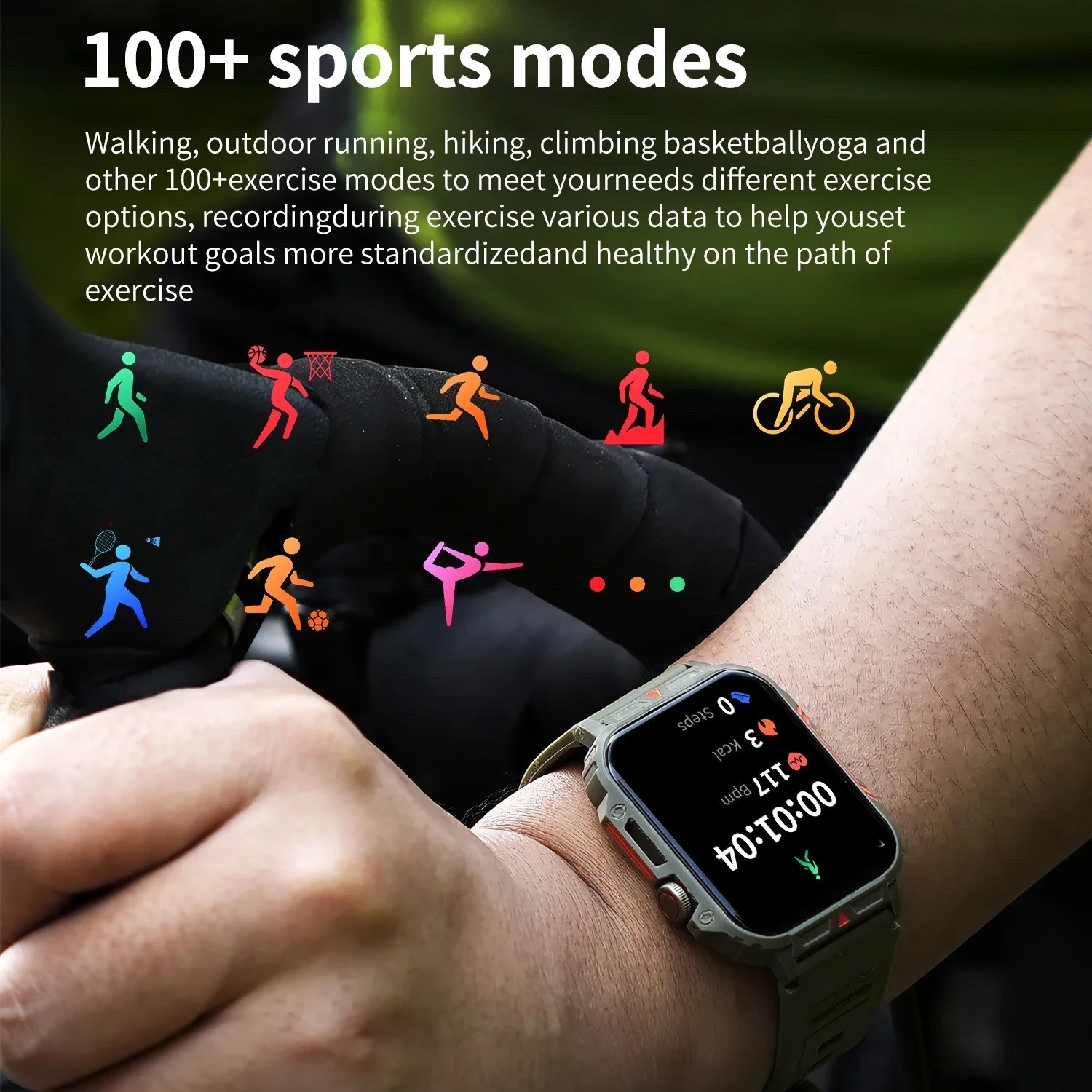 Smartwatch Military Men Smart Watch Health Monitor Wireless Call Fitness IP68 US