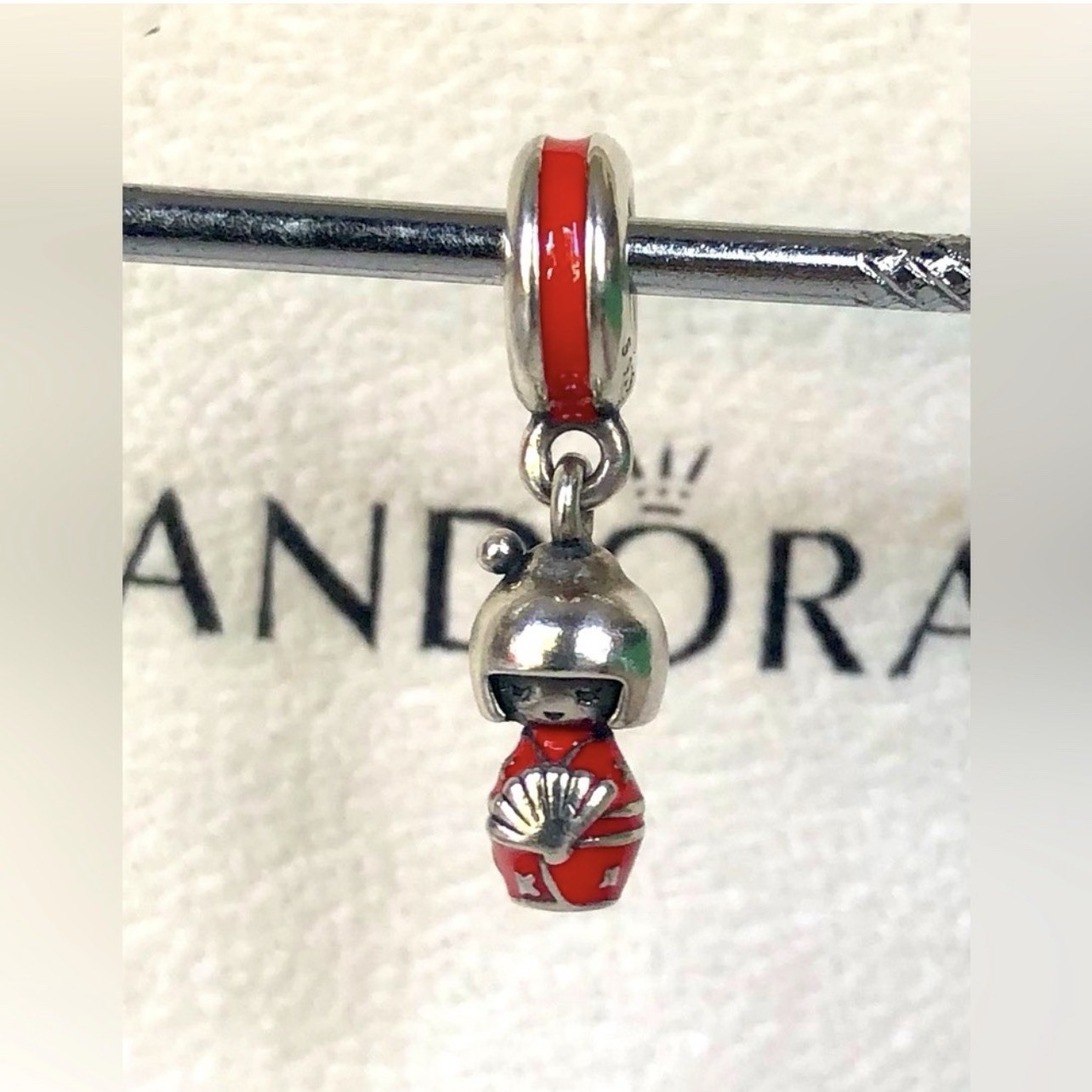 NEW GENUINE 925 Sterling Silver Pandora Japanese Doll Dangle Charm 791368EN09