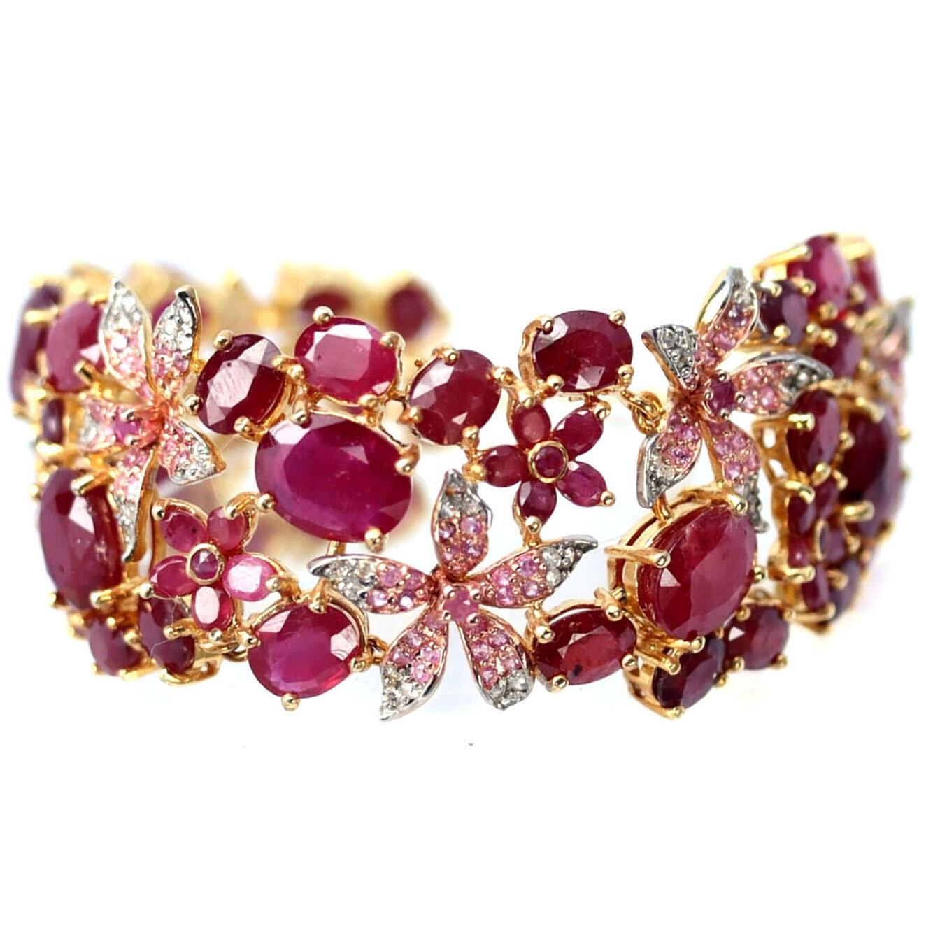 Red Ruby Bracelet 925 Sterling Silver Sapphire Zircon Statement 9.5