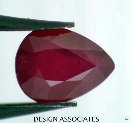 RUBY 9.54 X 7.49 MM PEAR CUT EARTH MINED AND TREATED GEMSTONE AAA (179990)