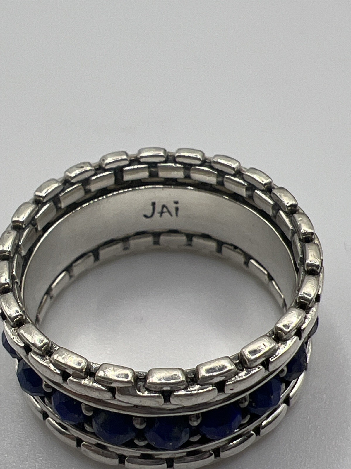 JAI John Hardy Sterling Lapis Wide Eternity Band Ring Size 11